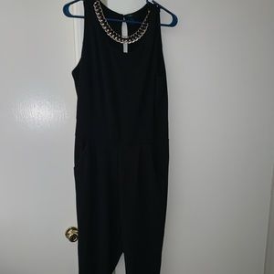 Black jumpsuit with built in necklace